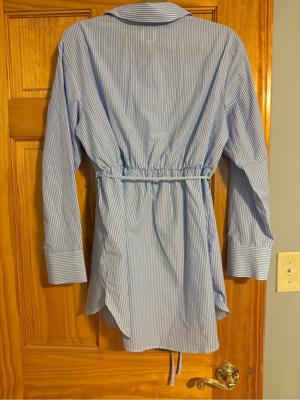 GAP maternity Blue and White Striped Long-Sleeve Shirt Dress - Picture 2 of 3